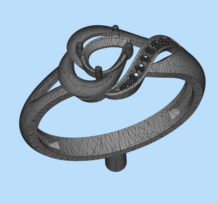 Women Ring sapphire and diamonds 3dm stl 3D print model 3D print model_49