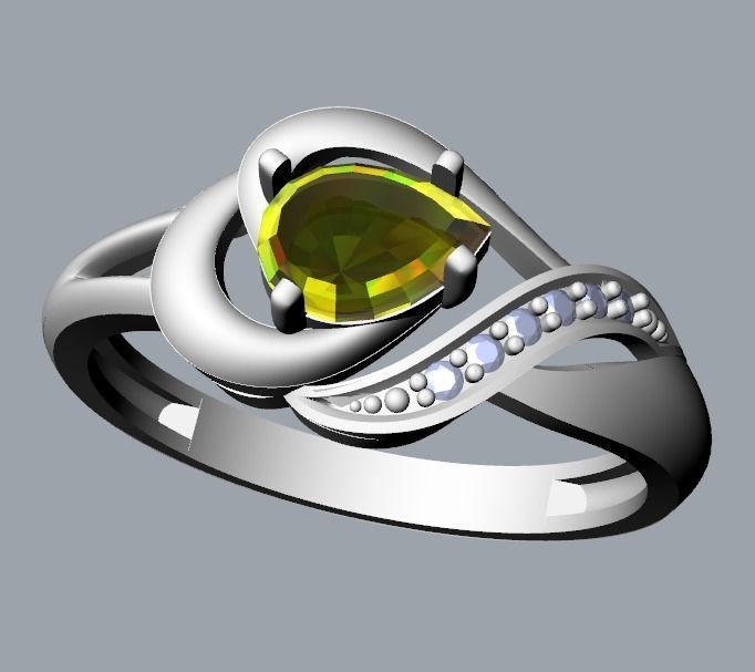 Women Ring sapphire and diamonds 3dm stl 3D print model 3D print model_40