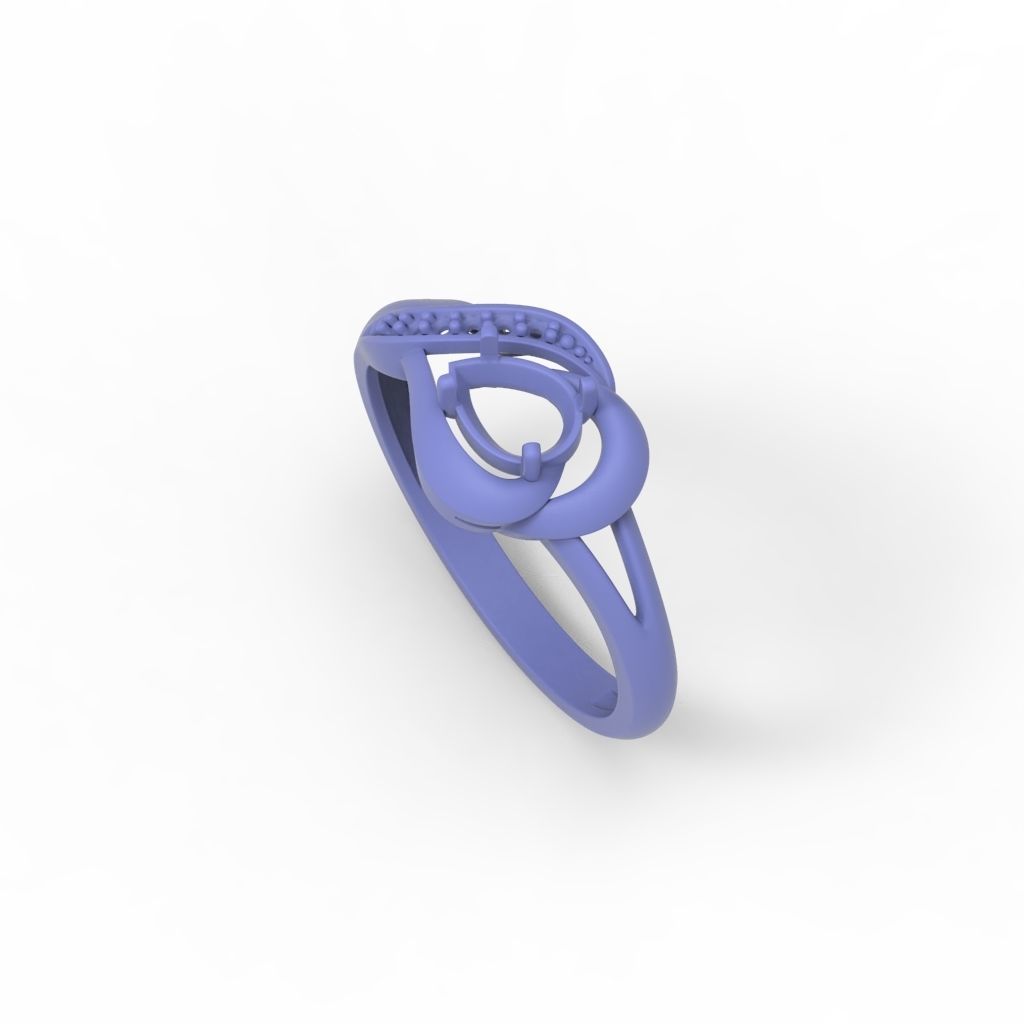 Women Ring sapphire and diamonds 3dm stl 3D print model 3D print model_26