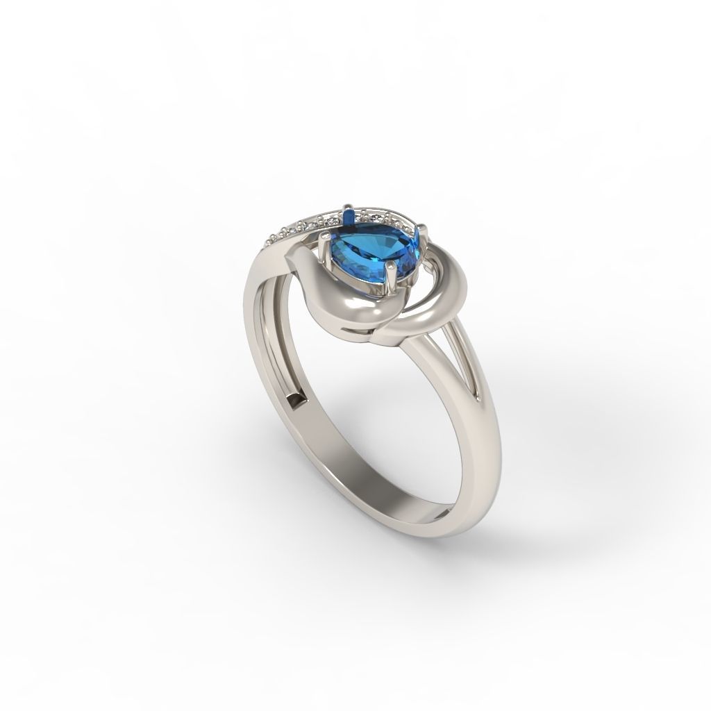 Women Ring sapphire and diamonds 3dm stl 3D print model 3D print model_12
