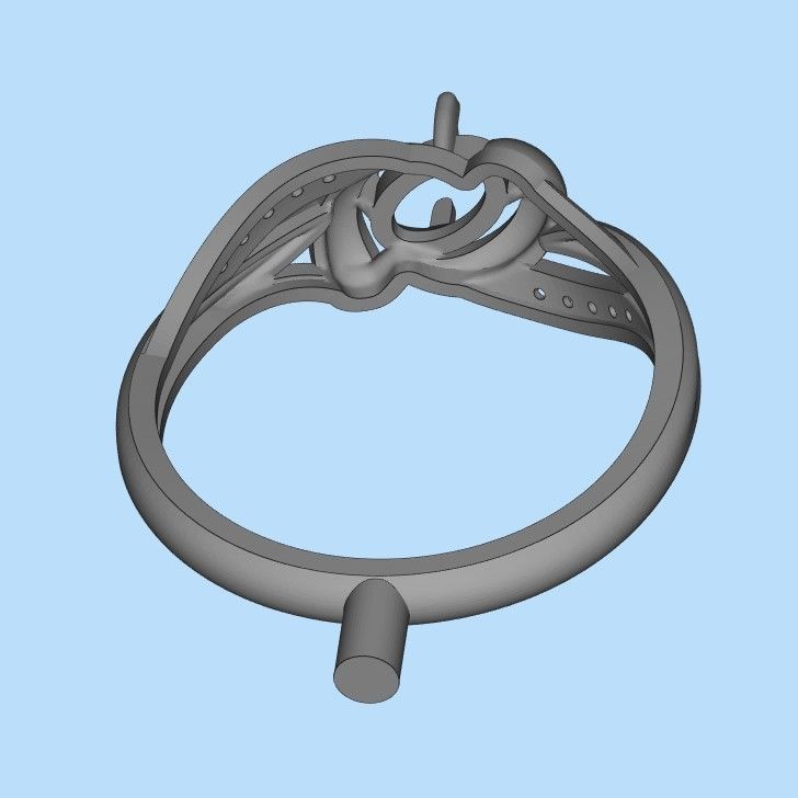 Women Ring with oval cut gem and diamonds 3dm stl  3D print model_24