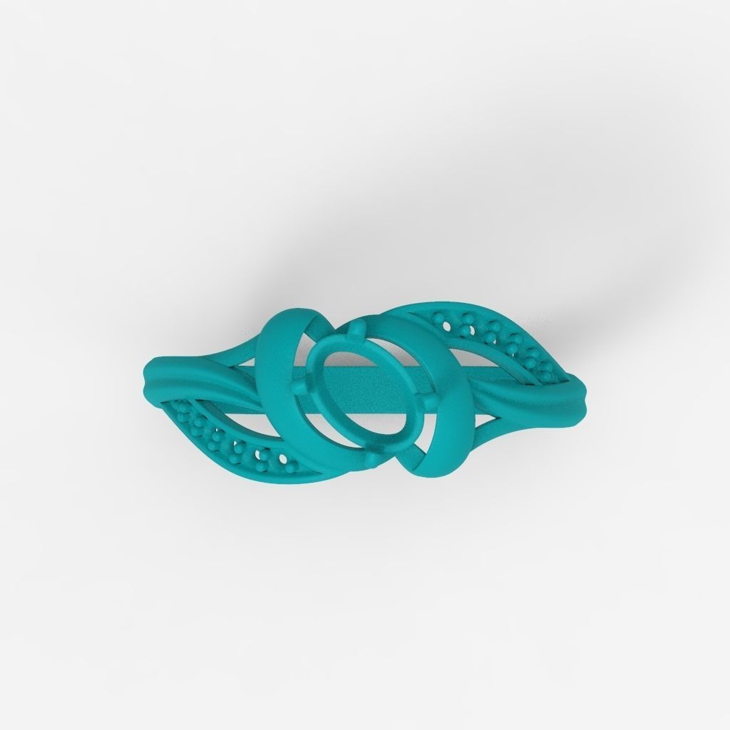 Women Ring with oval cut gem and diamonds 3dm stl  3D print model_18
