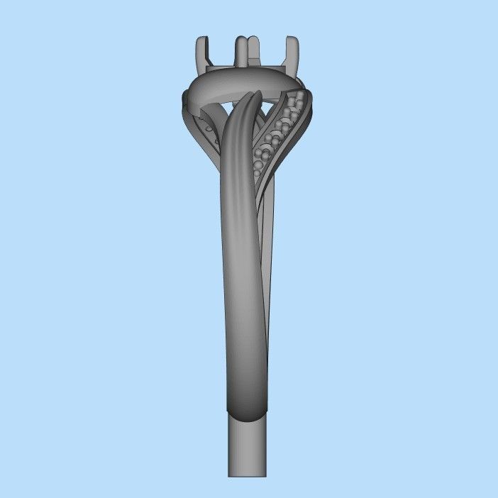 Women Ring with oval cut gem and diamonds 3dm stl  3D print model_28