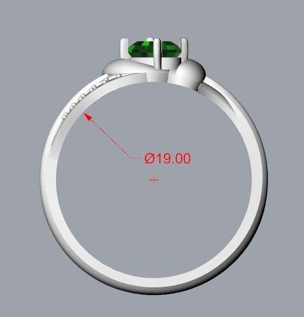 Women Ring with oval cut gem and diamonds 3dm stl  3D print model_19