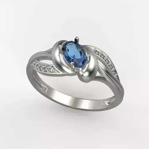 Women Ring with oval cut gem and diamonds 3dm stl  3D print model