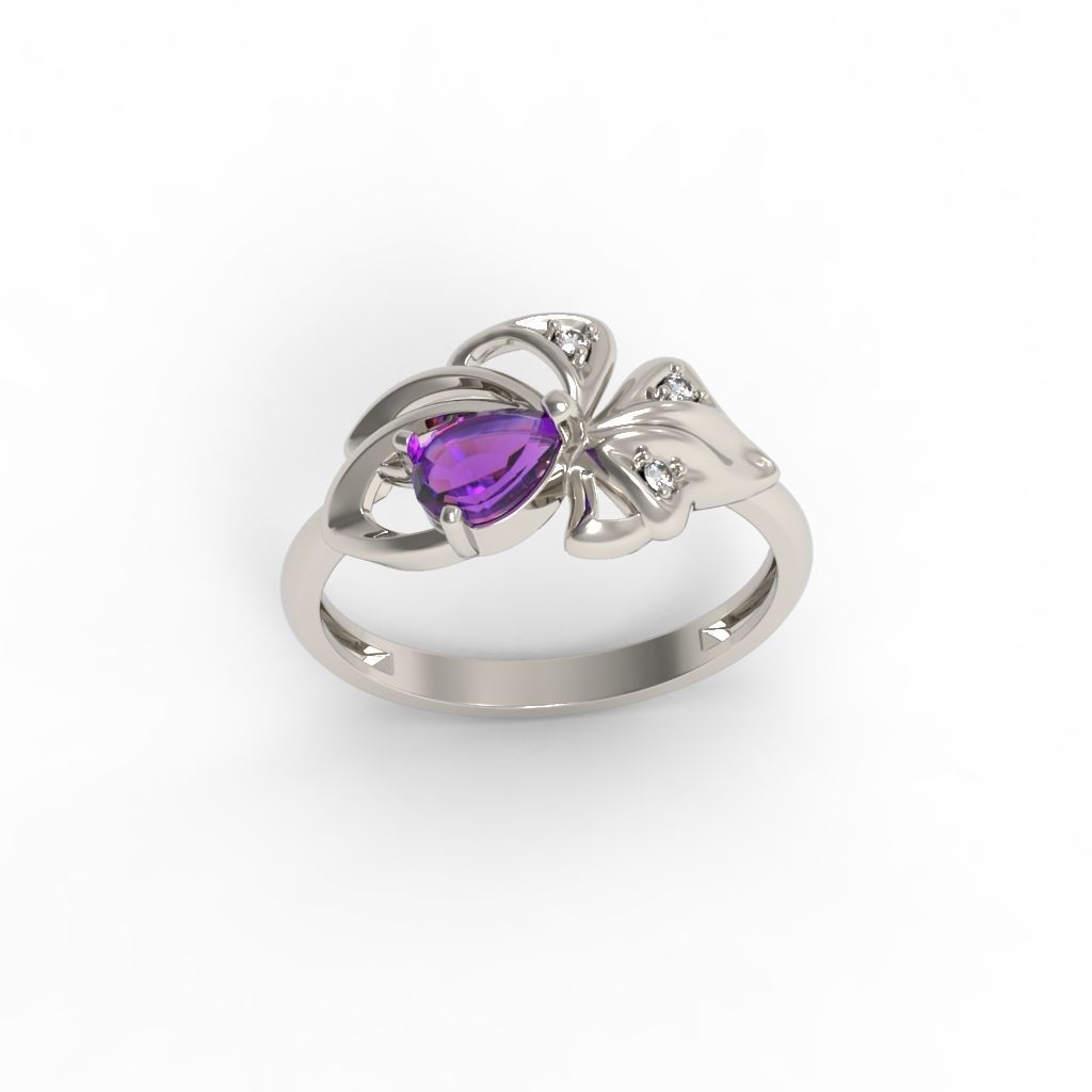 Women Ring with gems and diamonds 3dm stl 3D print model 3D print model_6