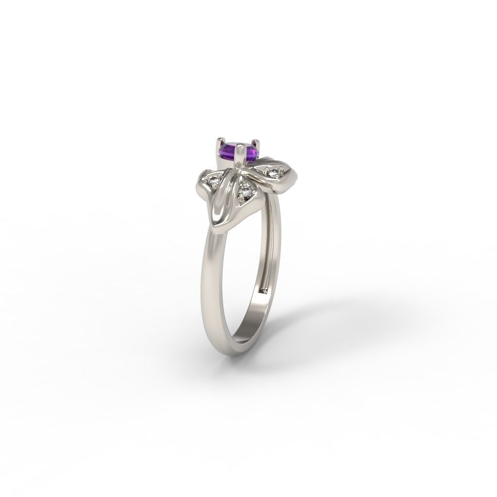 Women Ring with gems and diamonds 3dm stl 3D print model 3D print model_22