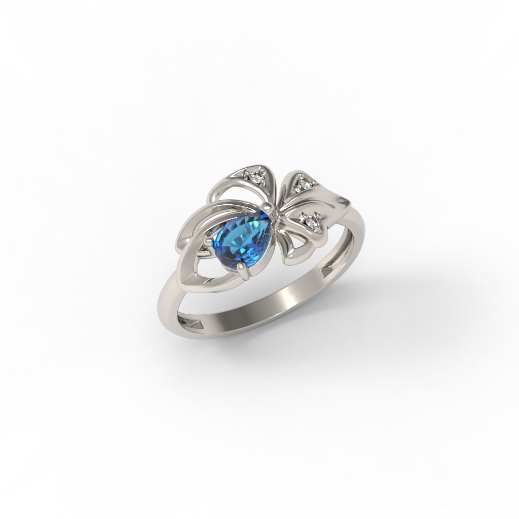 Women Ring with gems and diamonds 3dm stl 3D print model 3D print model_17