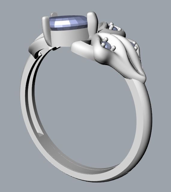 Women Ring with gems and diamonds 3dm stl 3D print model 3D print model_33