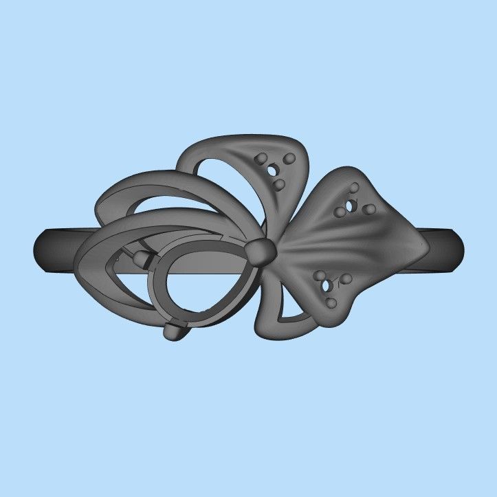 Women Ring with gems and diamonds 3dm stl 3D print model 3D print model_36