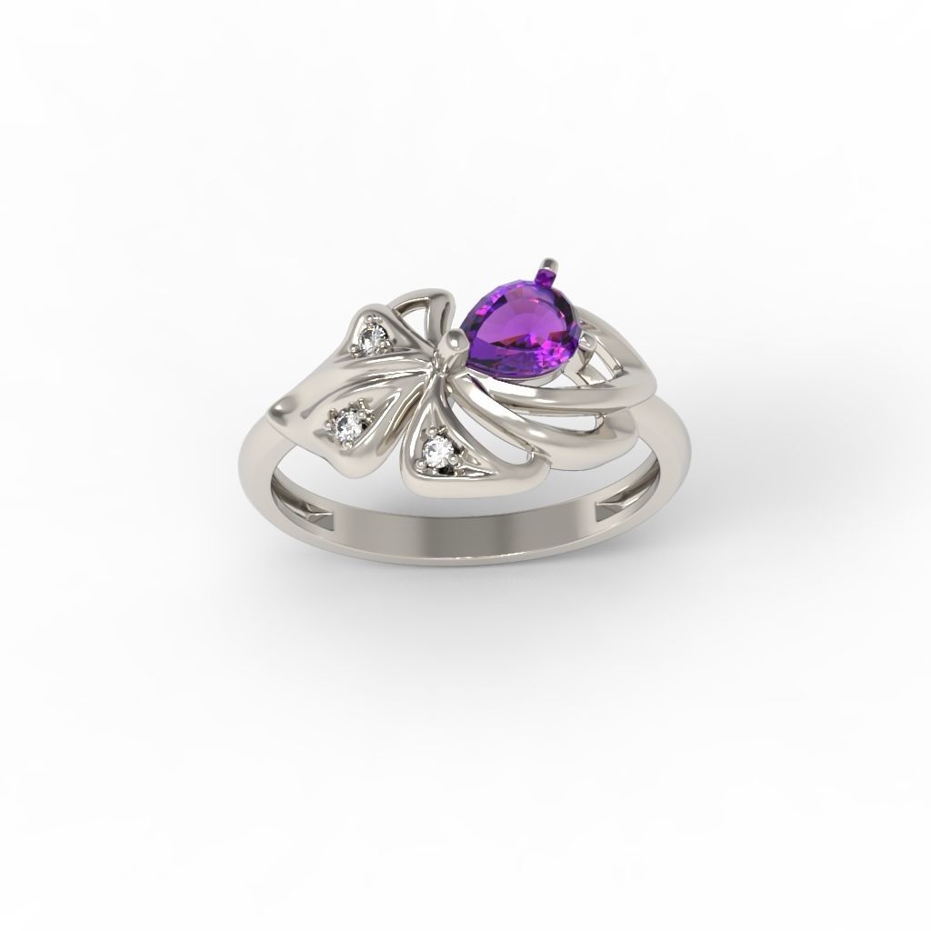 Women Ring with gems and diamonds 3dm stl 3D print model 3D print model_9