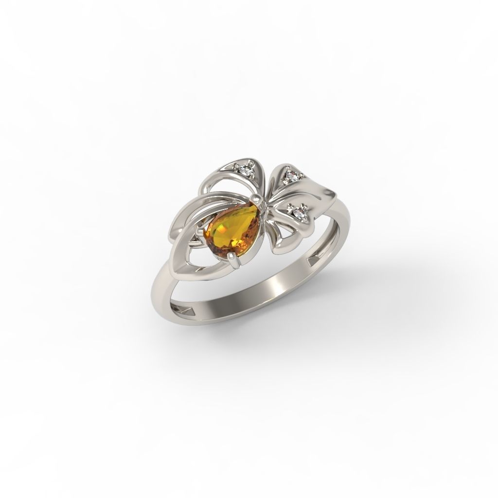 Women Ring with gems and diamonds 3dm stl 3D print model 3D print model_18