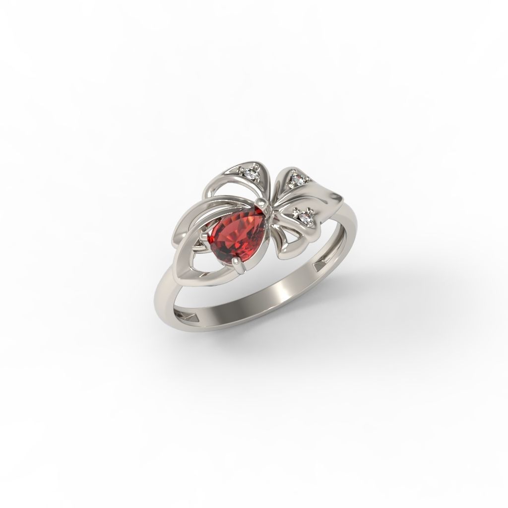 Women Ring with gems and diamonds 3dm stl 3D print model 3D print model_21