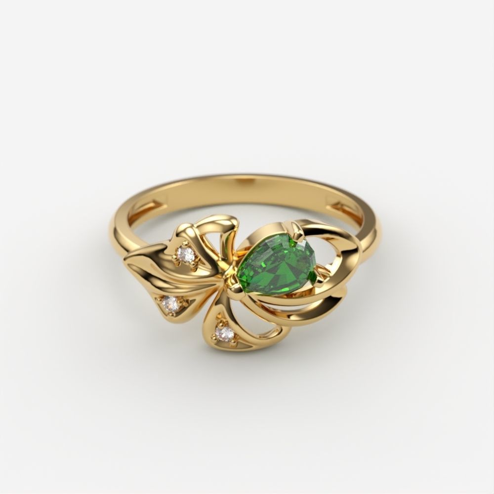 Women Ring with gems and diamonds 3dm stl 3D print model 3D print model_4