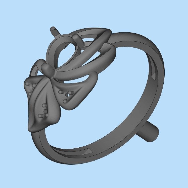 Women Ring with gems and diamonds 3dm stl 3D print model 3D print model_39