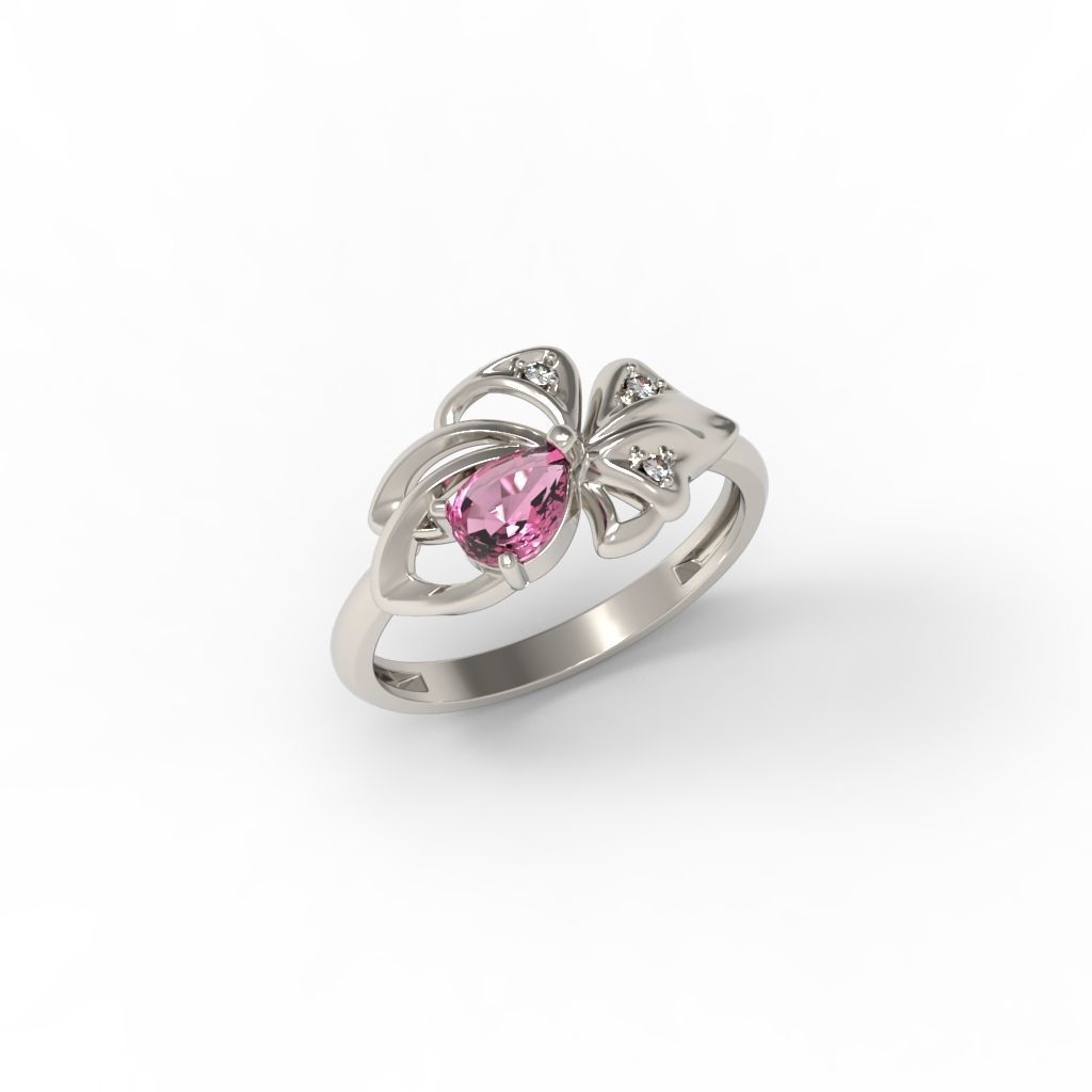 Women Ring with gems and diamonds 3dm stl 3D print model 3D print model_19