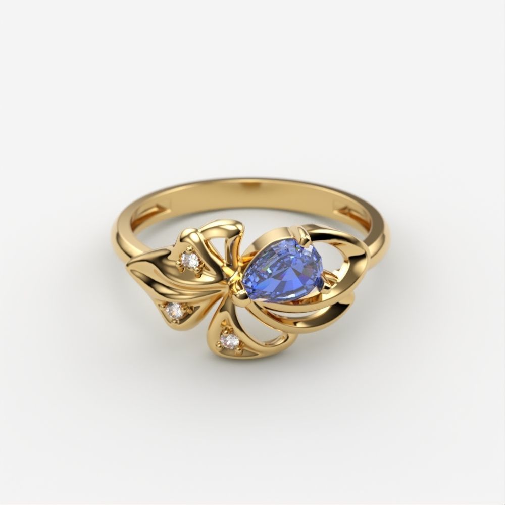 Women Ring with gems and diamonds 3dm stl 3D print model 3D print model_3