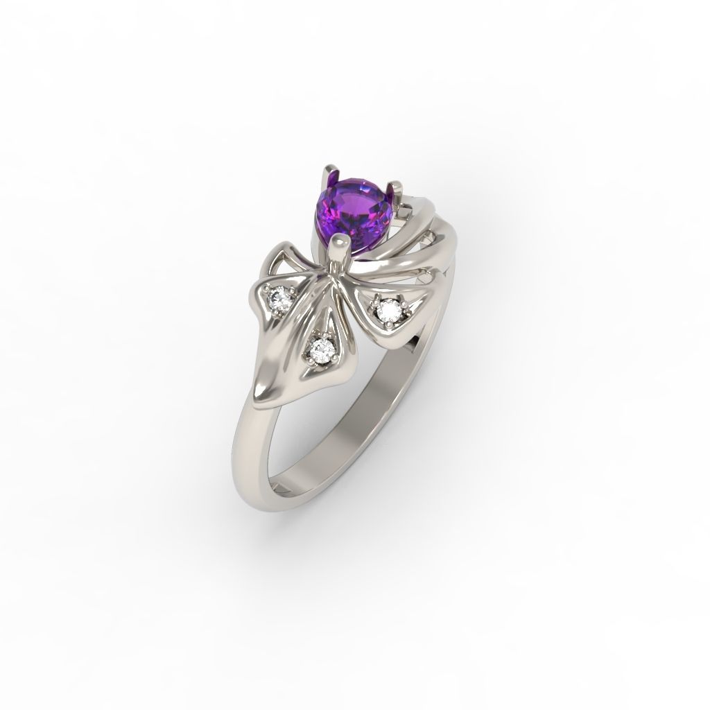 Women Ring with gems and diamonds 3dm stl 3D print model 3D print model_10