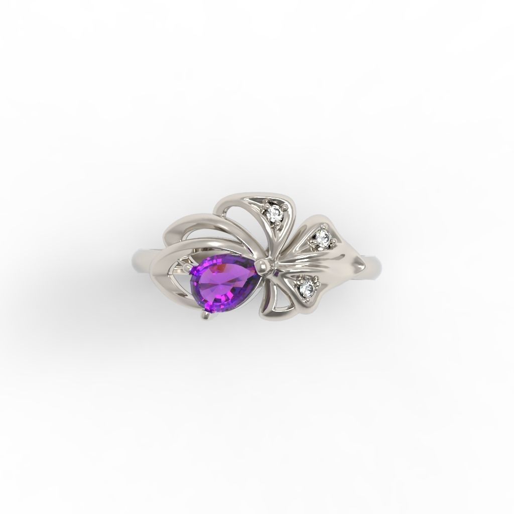 Women Ring with gems and diamonds 3dm stl 3D print model 3D print model_7