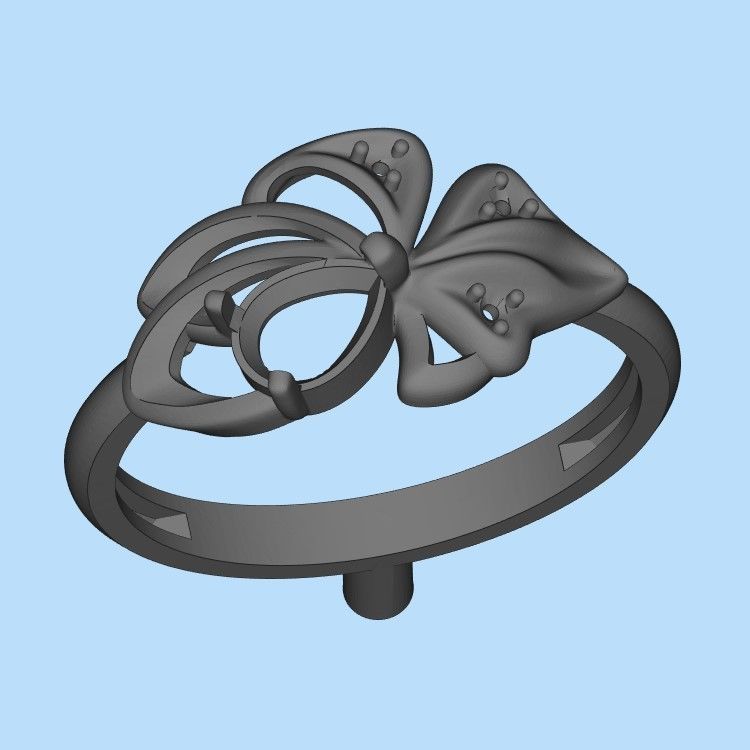 Women Ring with gems and diamonds 3dm stl 3D print model 3D print model_37