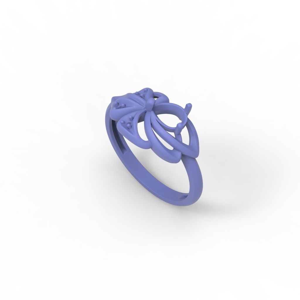 Women Ring with gems and diamonds 3dm stl 3D print model 3D print model_28