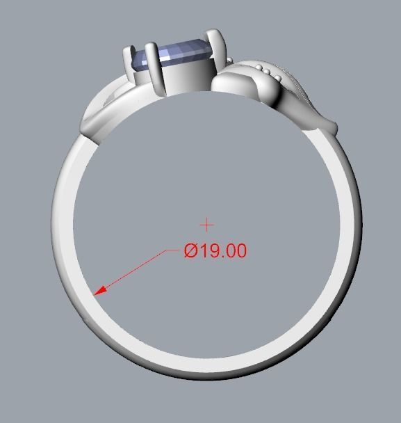 Women Ring with gems and diamonds 3dm stl 3D print model 3D print model_31
