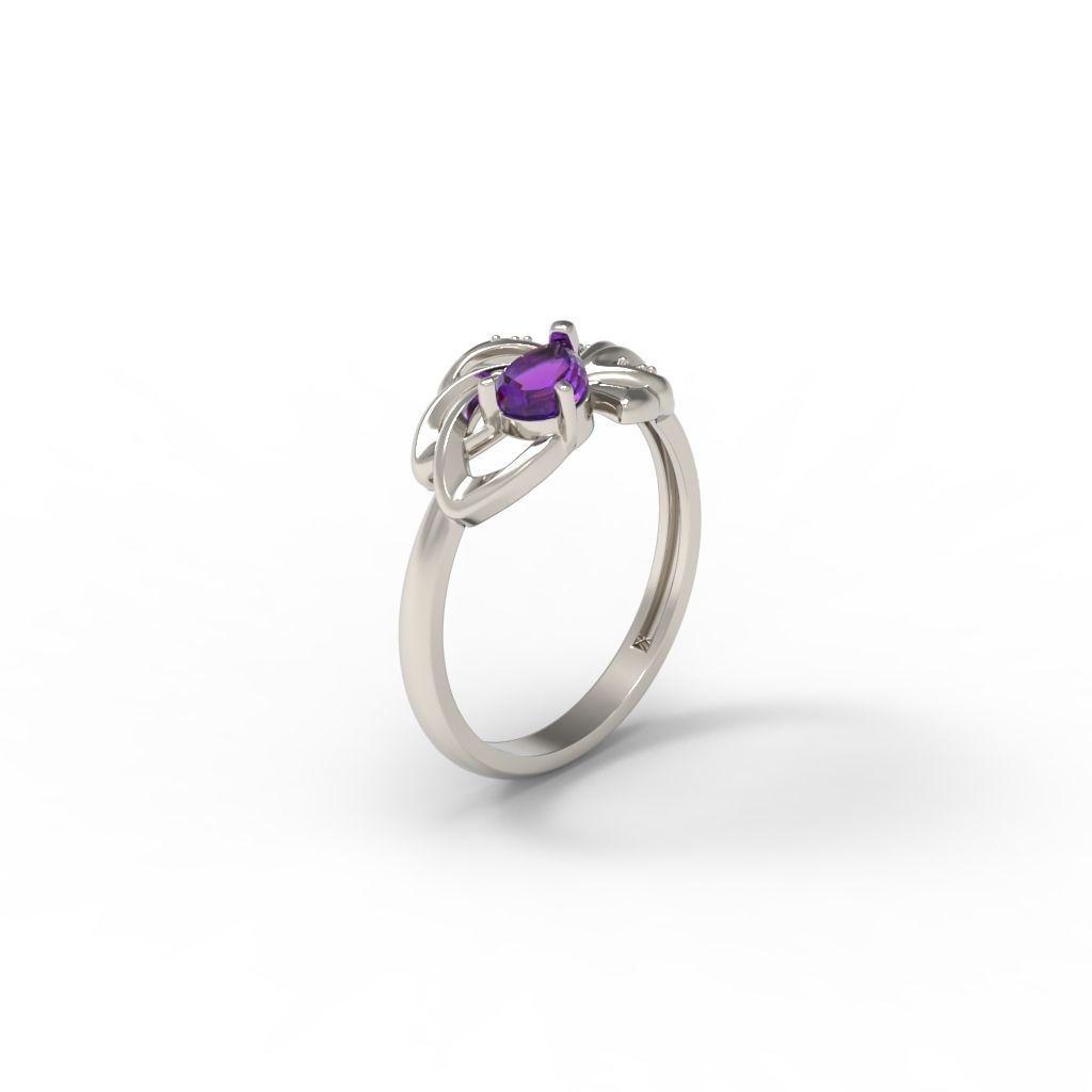 Women Ring with gems and diamonds 3dm stl 3D print model 3D print model_12