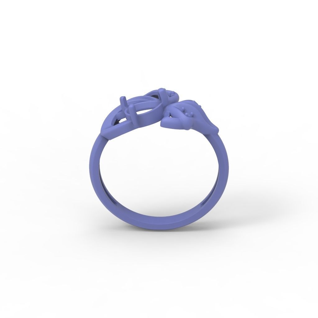 Women Ring with gems and diamonds 3dm stl 3D print model 3D print model_27