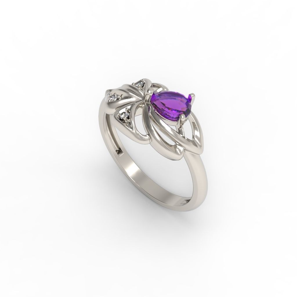 Women Ring with gems and diamonds 3dm stl 3D print model 3D print model_13