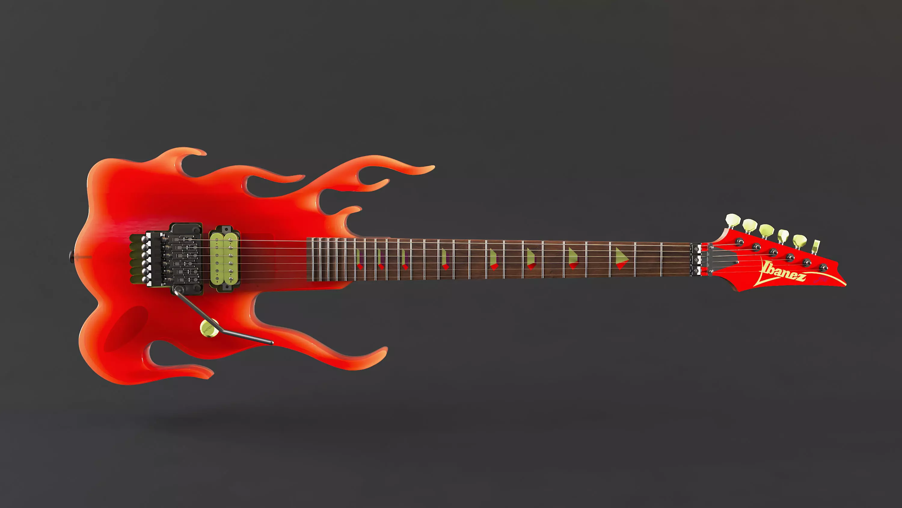 Ibanez Steve Vai 1987 Flame High Poly 3D model_0