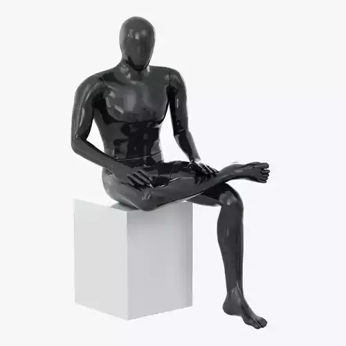 Abstract male mannequin sitting 05 3D model