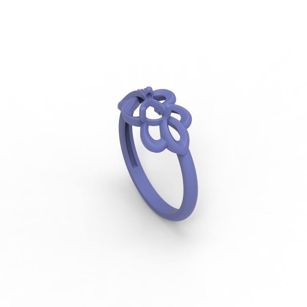 Women Ring with gem and diamonds 3dm stl 3D print model 3D print model_20