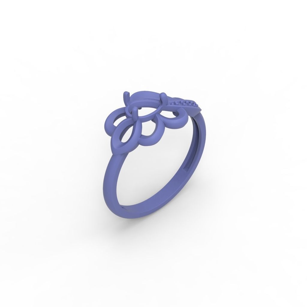 Women Ring with gem and diamonds 3dm stl 3D print model 3D print model_29