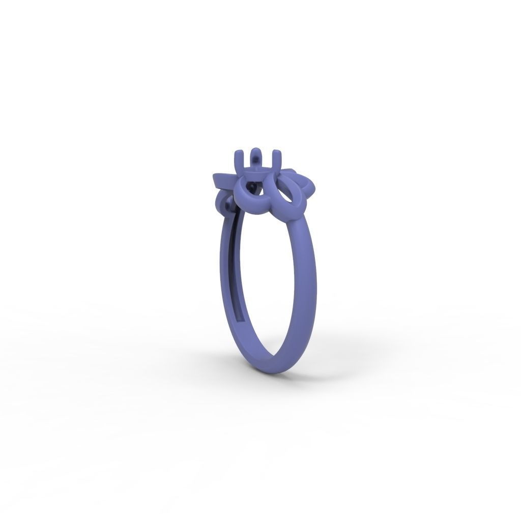 Women Ring with gem and diamonds 3dm stl 3D print model 3D print model_30
