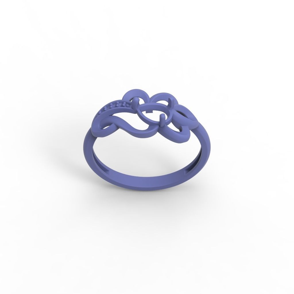 Women Ring with gem and diamonds 3dm stl 3D print model 3D print model_27