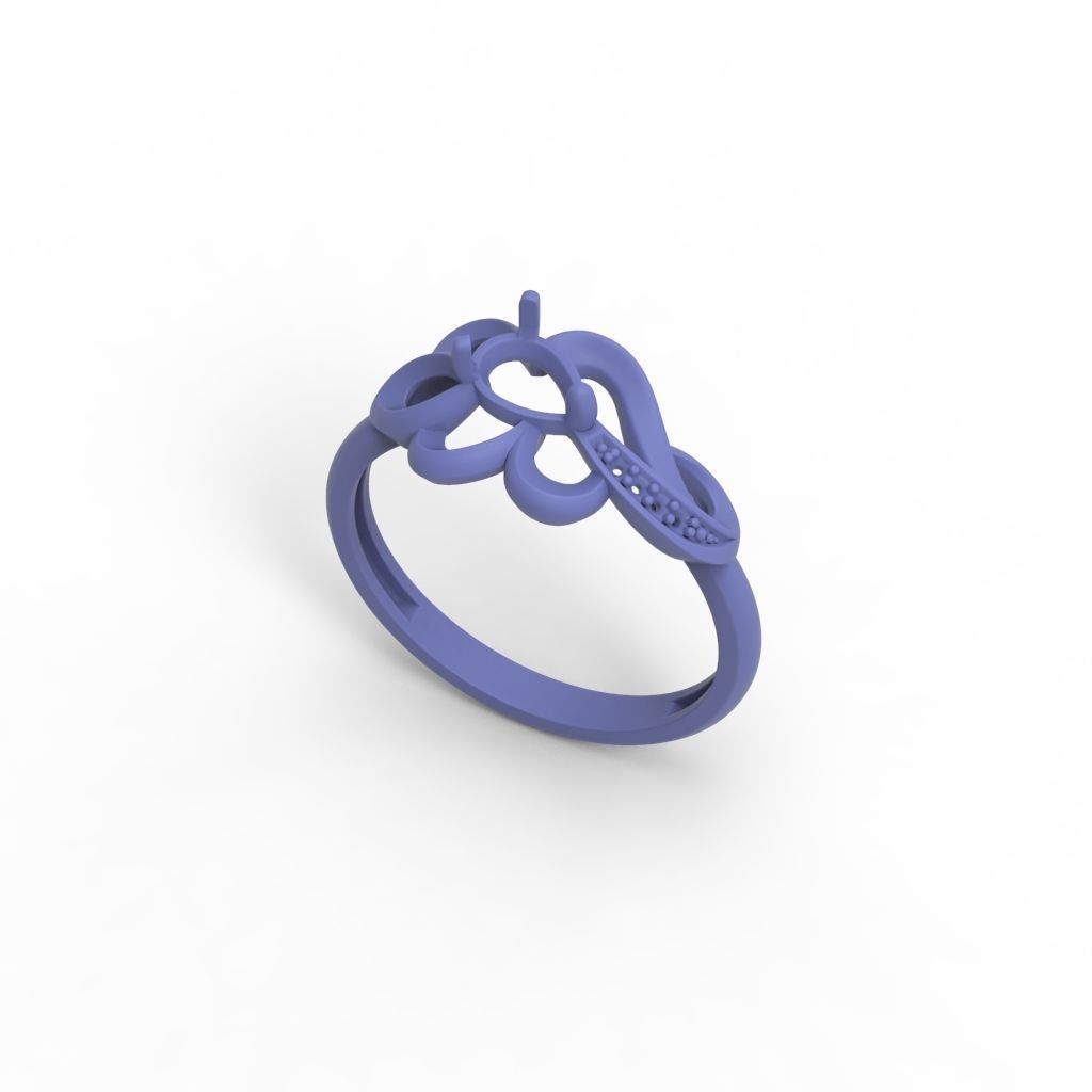 Women Ring with gem and diamonds 3dm stl 3D print model 3D print model_21