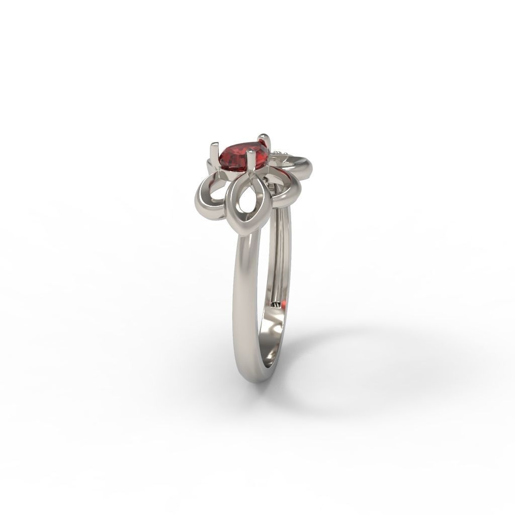 Women Ring with gem and diamonds 3dm stl 3D print model 3D print model_16