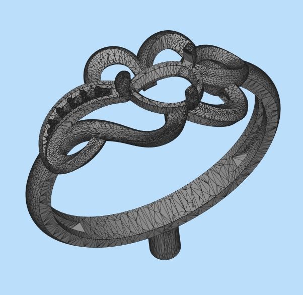 Women Ring with gem and diamonds 3dm stl 3D print model 3D print model_40