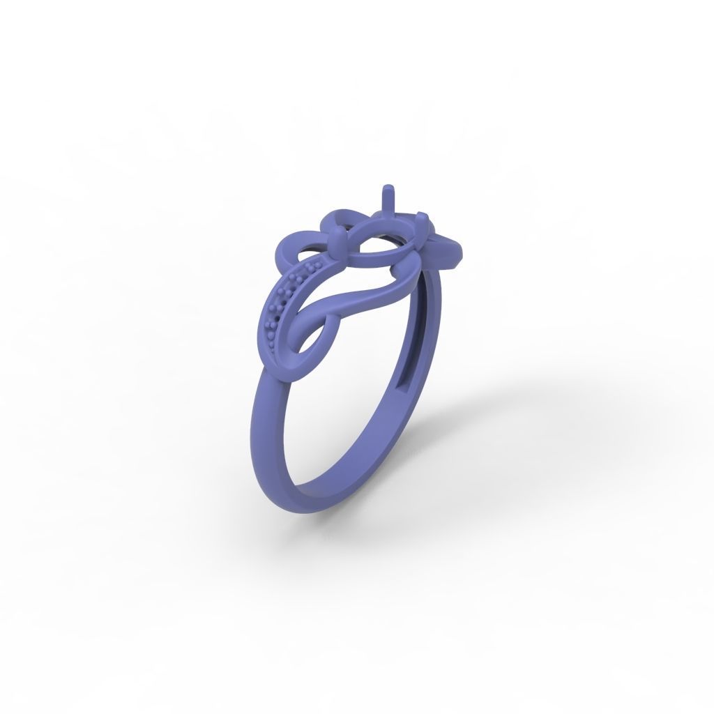 Women Ring with gem and diamonds 3dm stl 3D print model 3D print model_25