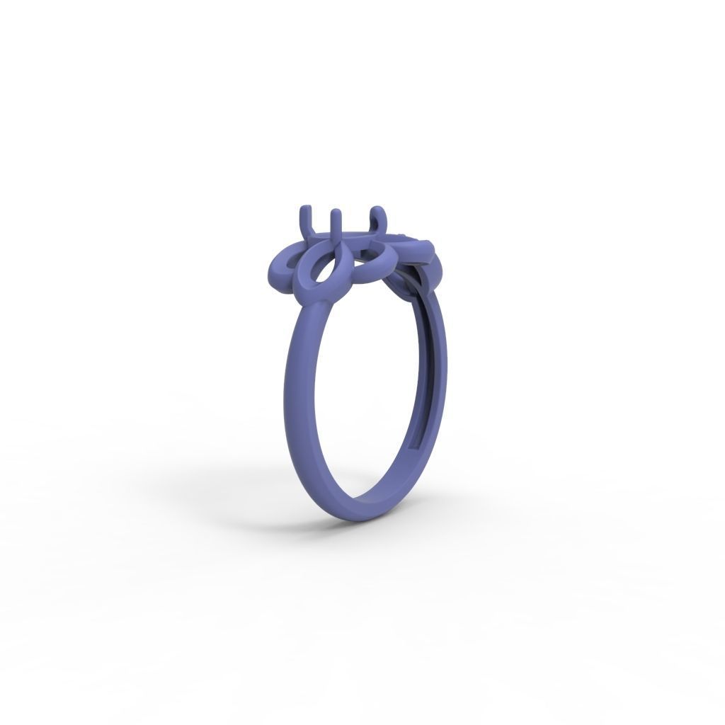 Women Ring with gem and diamonds 3dm stl 3D print model 3D print model_24