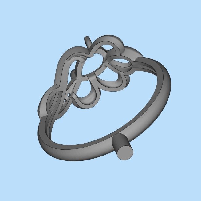 Women Ring with gem and diamonds 3dm stl 3D print model 3D print model_37