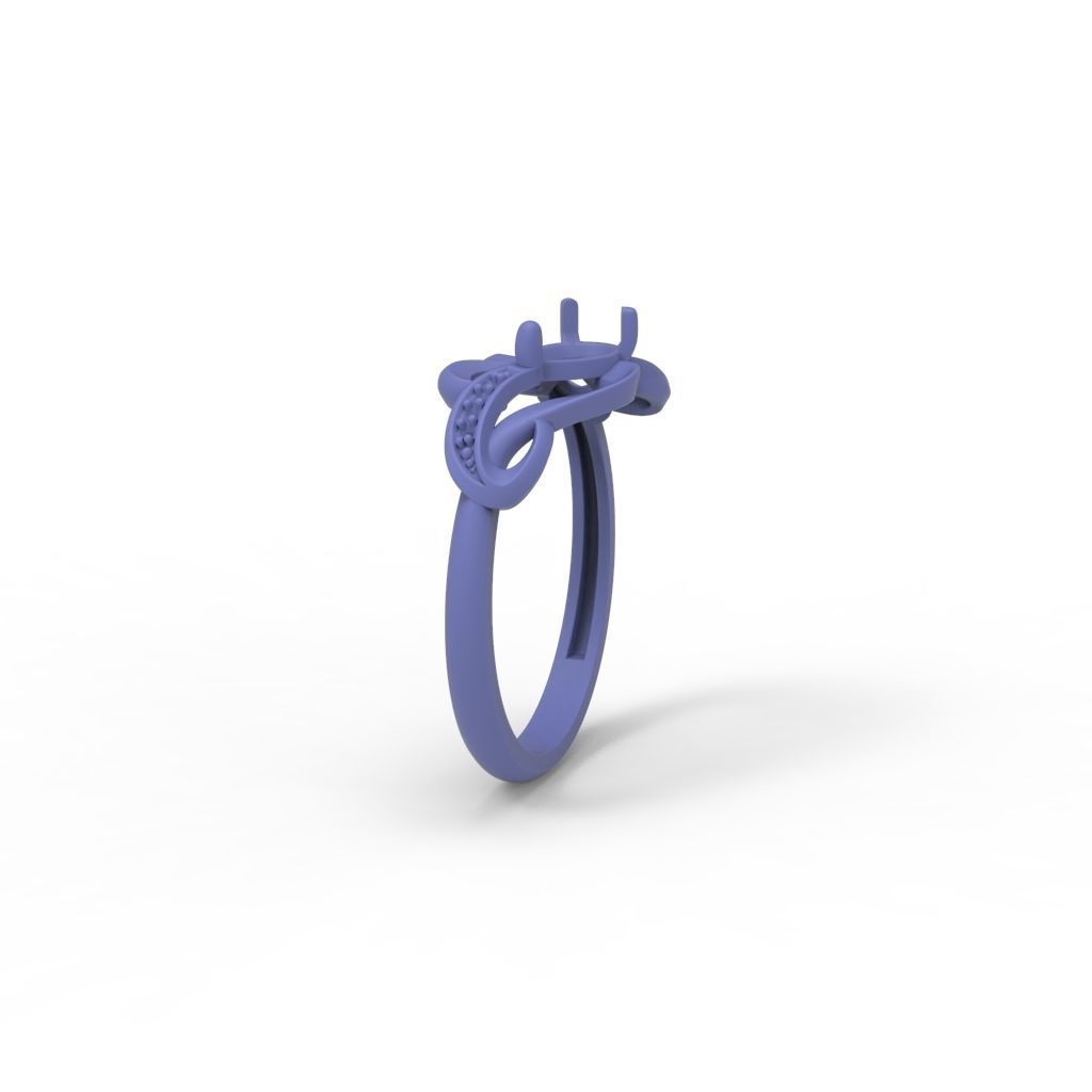 Women Ring with gem and diamonds 3dm stl 3D print model 3D print model_23