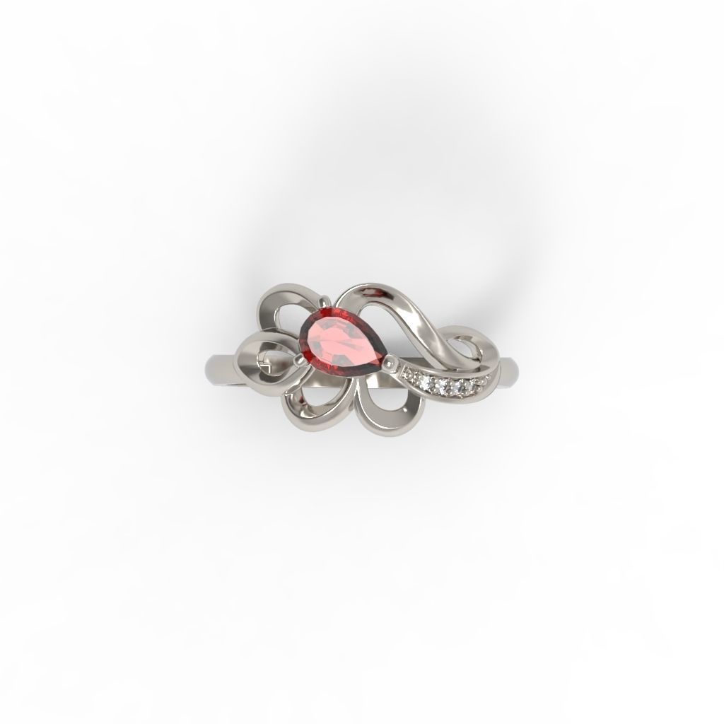 Women Ring with gem and diamonds 3dm stl 3D print model 3D print model_10