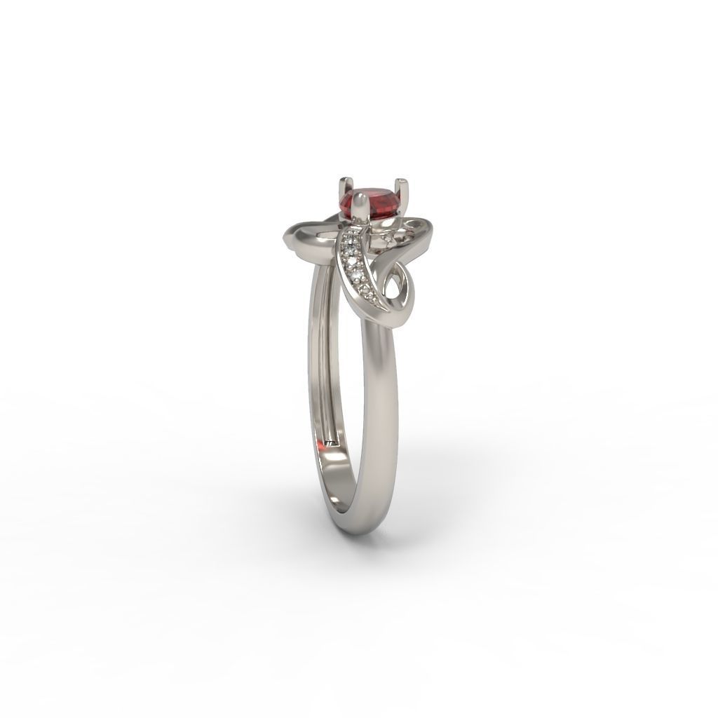 Women Ring with gem and diamonds 3dm stl 3D print model 3D print model_18