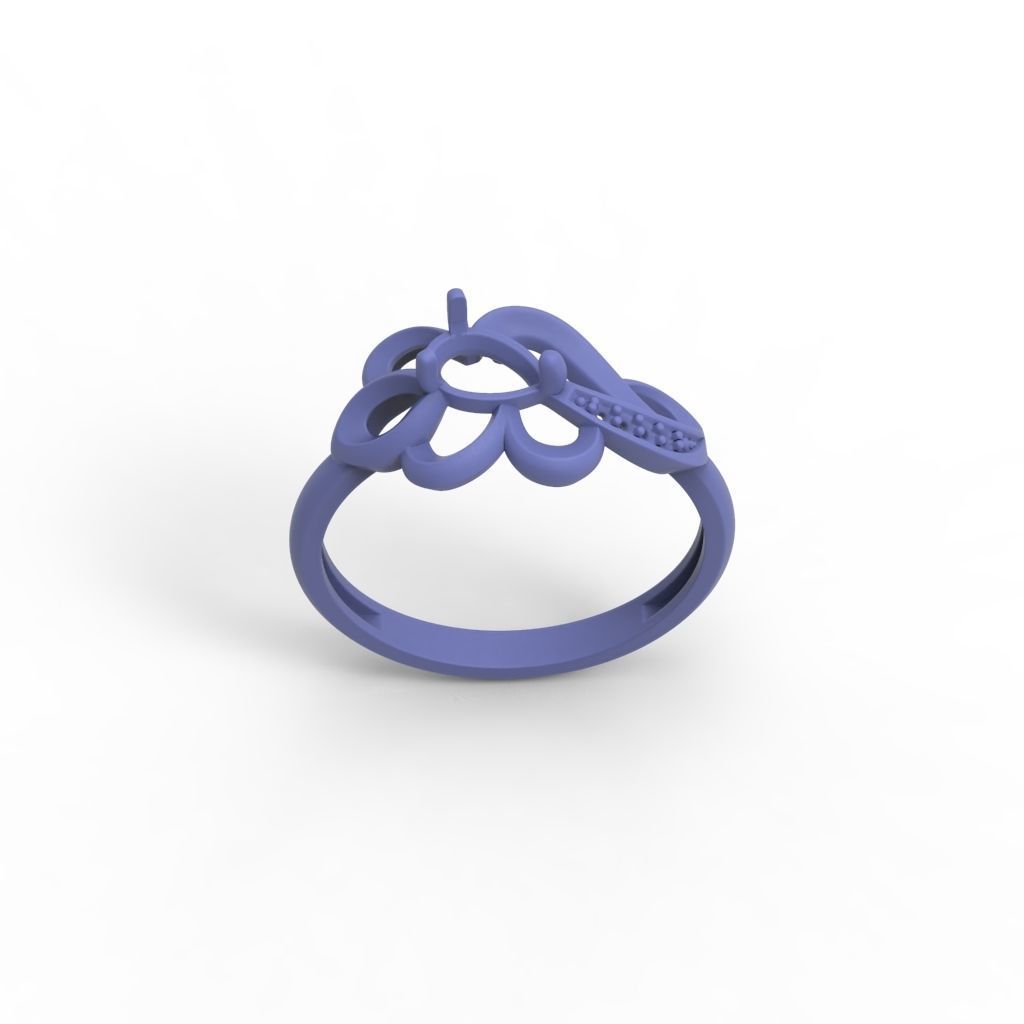 Women Ring with gem and diamonds 3dm stl 3D print model 3D print model_19