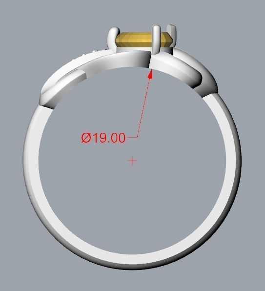 Women Ring with gem and diamonds 3dm stl 3D print model 3D print model_33