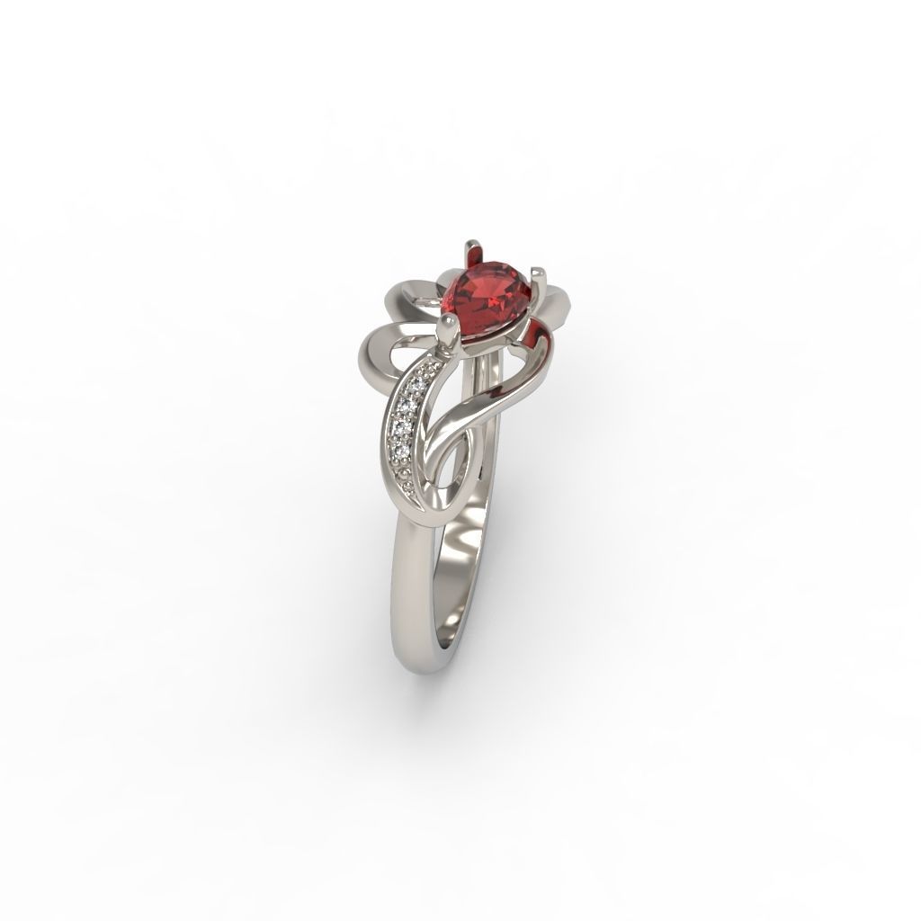 Women Ring with gem and diamonds 3dm stl 3D print model 3D print model_13