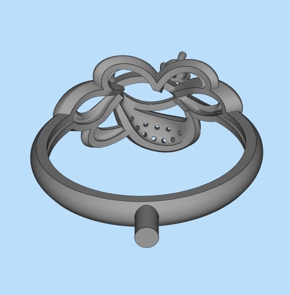 Women Ring with gem and diamonds 3dm stl 3D print model 3D print model_27