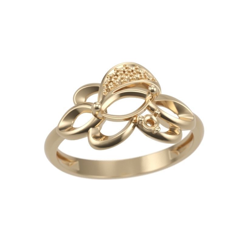 Women Ring with gem and diamonds 3dm stl 3D print model 3D print model_16