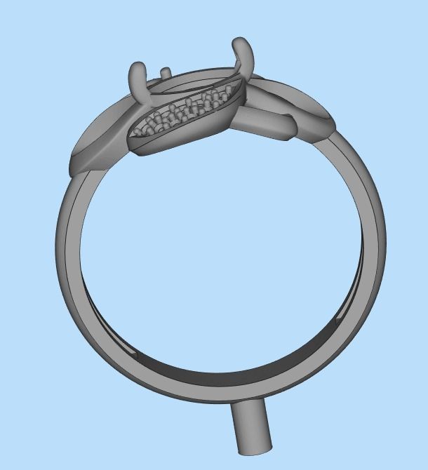 Women Ring with gem and diamonds 3dm stl 3D print model 3D print model_30